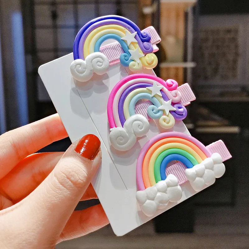 2020 New Rainbow Lollipop Cute Children Hairpin Hair Clips Accessories For Girls Kids Hair Ornament Barrettes Hairclip Headdress