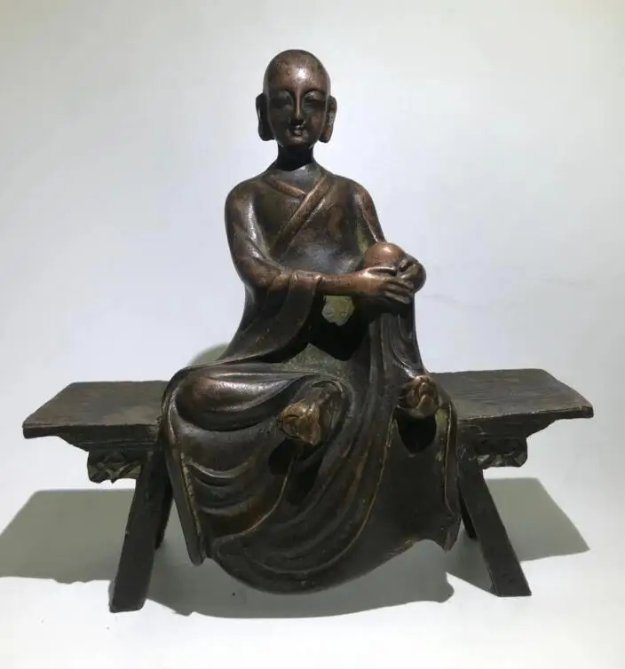 Pure copper sculpture bench Sitting Buddha Home decoration craft statue