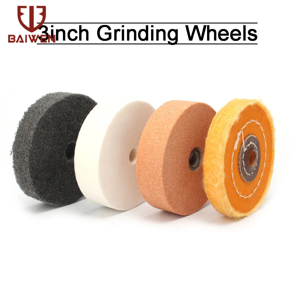 75mm 3'' Bench Grinder Grinding Wheel Ceramic Nylon Felt Polishing Wheels For Metal Marble Stone Polishing Abrasive Rotary Tools