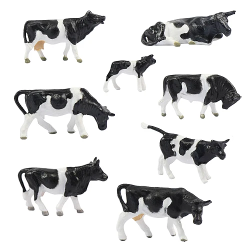 32pcs HO Scale 1:87 Painted Farm Animals Cows 8 Different Poses Model Railway P8714