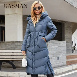 GASMAN 2022 New women's winter down jackets Fashion elegant long Slim parkas Brand high quality warm Windproof coat women 21362