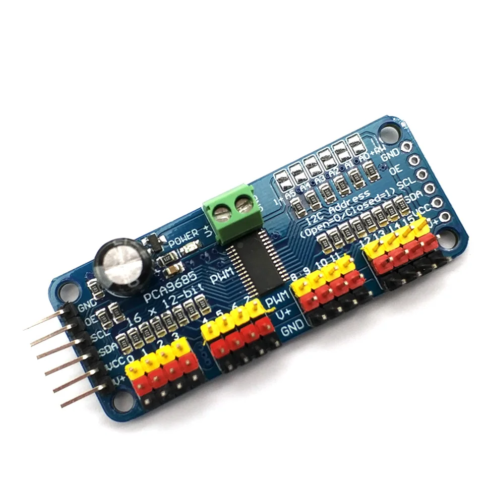 1 pces pca9685 16 canais 12-bit pwm servo motor driver i2c módulo robô