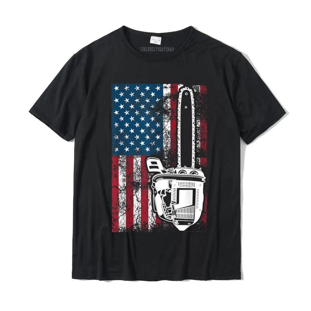 

Vintage US Flag Chainsaw Cute Woodworker Funny Logger Gift T-Shirt Cotton Tees Birthday Graphic Printed Tshirts