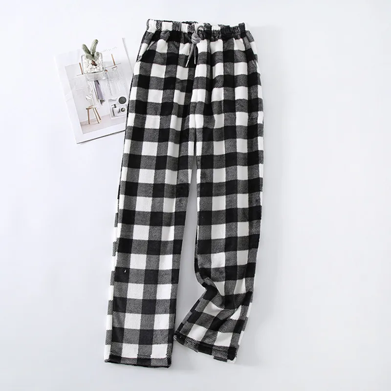 

Fdfklak Fashion Plaid New Men Pajama Pants Loose Large Size Flannel Warm Autumn Winter Male Home Wear Trousers Pyjama Homme