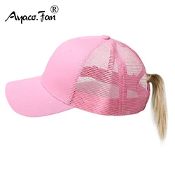 2021 Women Summer Ponytail Baseball Cap Solid Camouflage Cotton Adjustable Mesh Sunhat Outdoor Sports Snapback Golf Baseball Hat