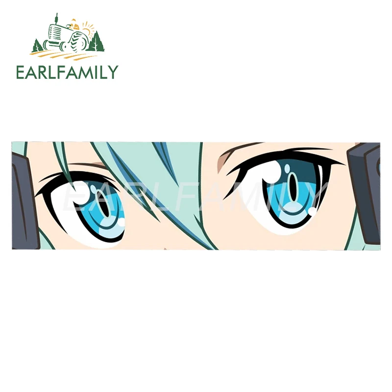 EARLFAMILY 15cm x 4.5cm Cartoon Anime Sinon Peek Girl Eye Slap Decal JDM Window Bumper Car Stickers Vinyl Waterproof Graphics