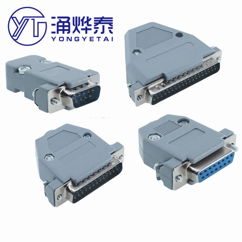 YYT 2Set Serial plastic shell DB9 DB15 DB25 DB26 DB37 double row welding wire socket pin shield 232