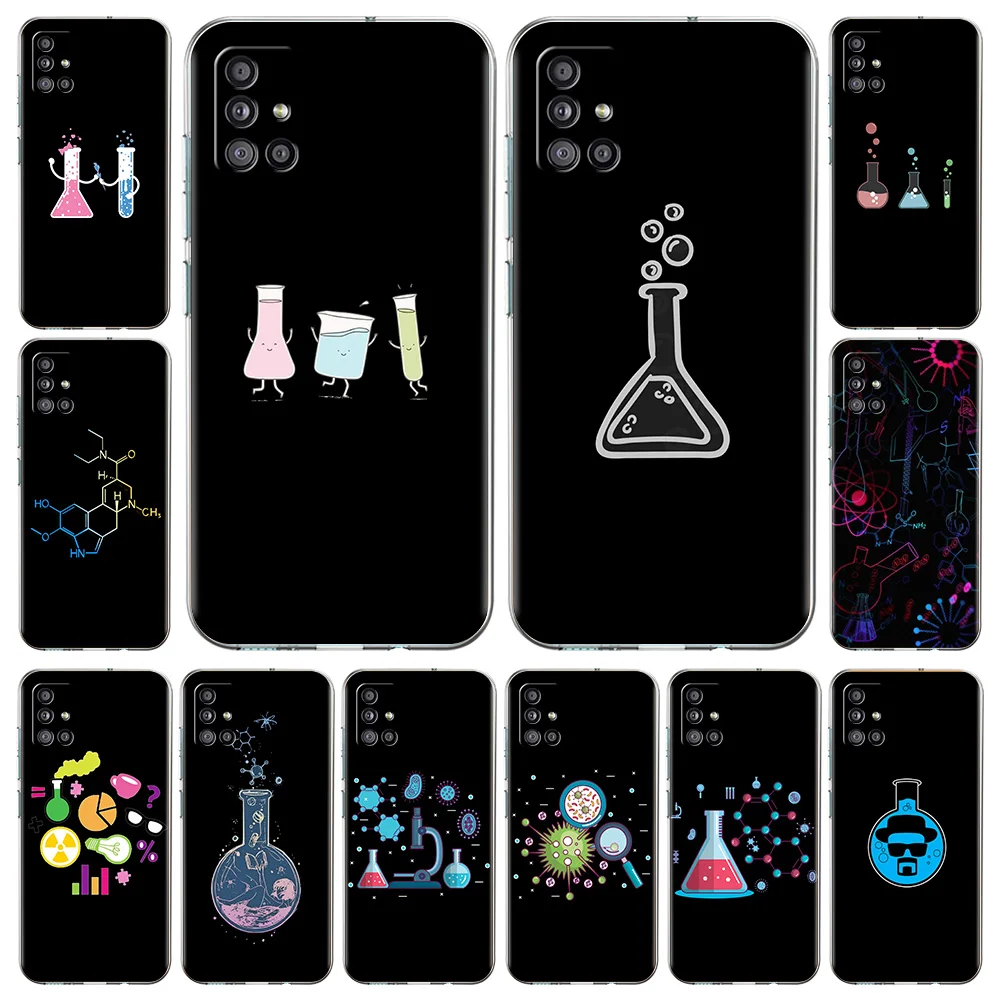 Science Chemistry Biology Laboratory Phone Case For Samsung Galaxy A51 A71 A21S A12 A11 A31 A41 A52 A32 A72 A01 Clear Soft Cover