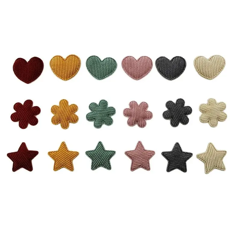 100Pcs/LOT Multi Style Star Crown Heart Padded Appliques For DIY Headwear Hair Clips Decor Clothes Hat Shoes Patches Accessories