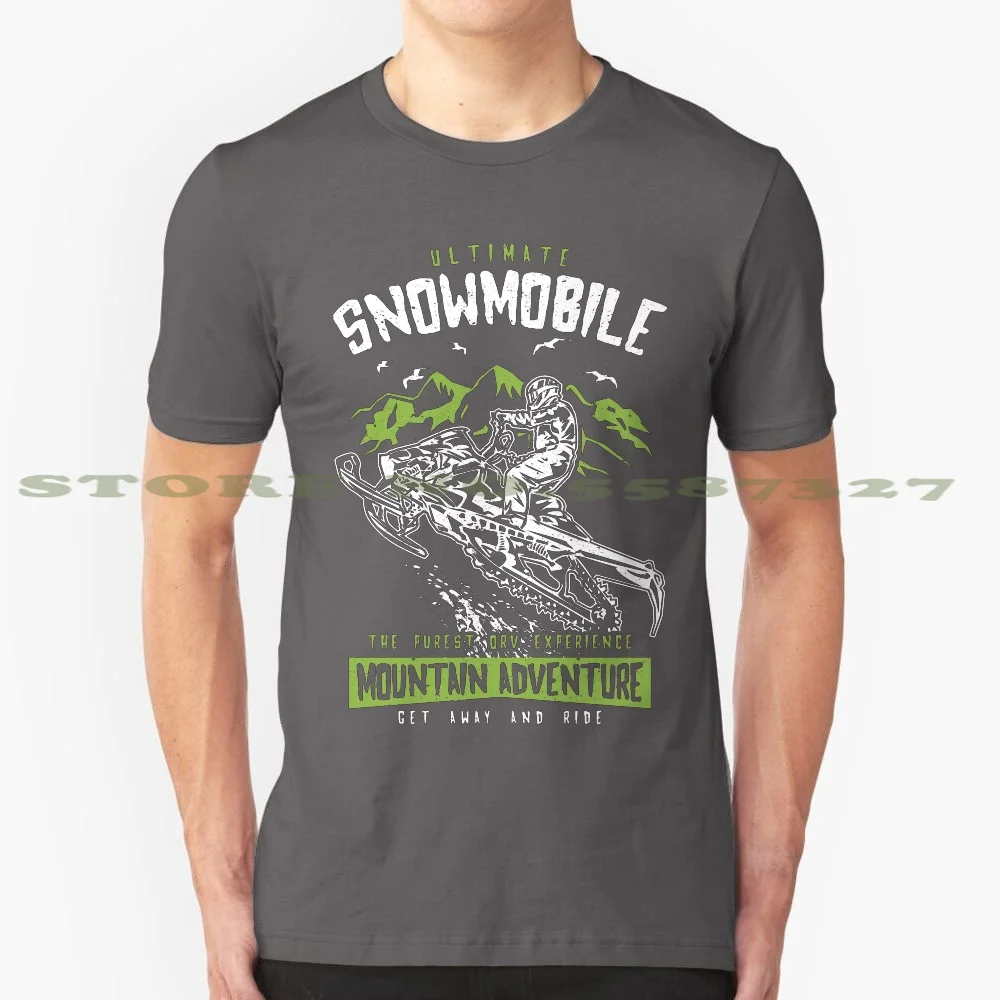 Snowmobile Mountain Adventure 100% Cotton T-Shirt Machine Snowmobile Winter Games Braap Skidoo Offroading Motor Vehicles Braaap