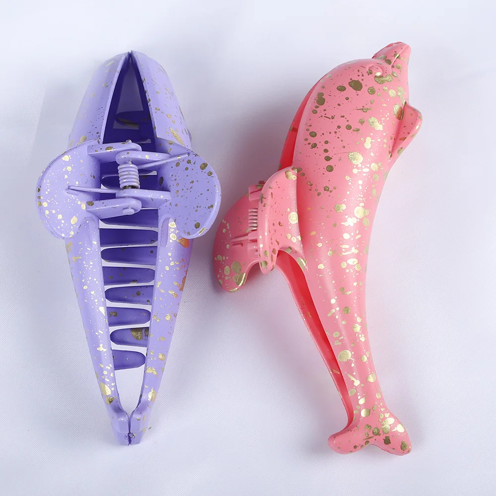 Mode 11CM Jepit Rambut Kepiting Besar Jepit Rambut Perempuan Wanita Jepit Rambut Plastik Lumba-lumba Jepit Rambut Kuncir Kuda Aksesori Rambut