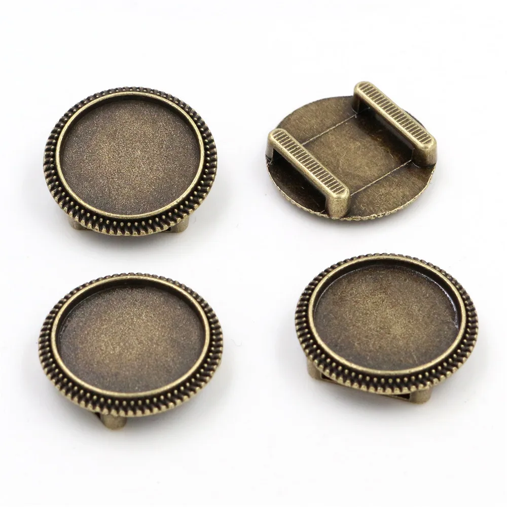 10pcs 18mm Inner Size Antique Bronze And Silver Plated Hole (10mm) beads Style Cabochon Base Cameo Setting Bracelet Pendant