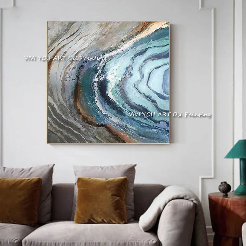 Hot Selling Sea Wave Paintings Home Decorative Canvas Wall Art 100% Handmade Oil Painting Group Decoration Unframe