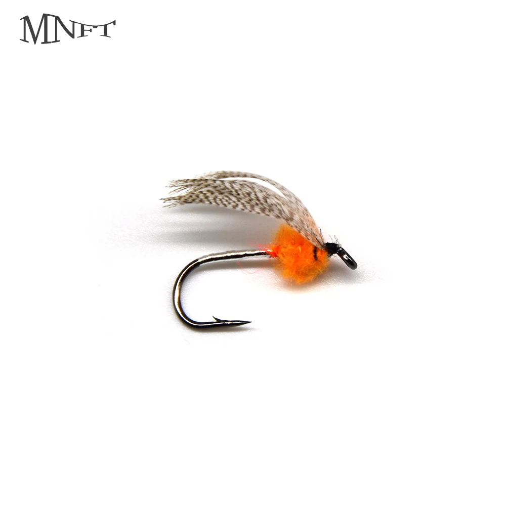 MNFT 10PCS Orange Nymph Pheasant Wings Mosquito Dry Hook Bass Fly Fishing Trout Bait Hooks 8#or6#