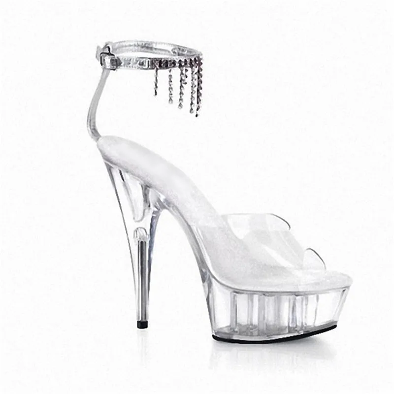 

New style, transparent silver heel shoes, 15cm sexy model runway shoes, pole dancing shoes