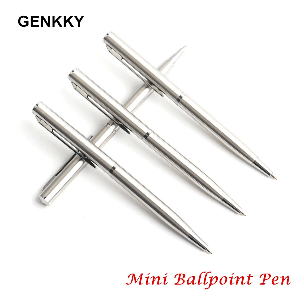 2/11/20Pcs Genkky Mini Metal Ballpoint Pen Rotating Pocket-size Pen Portable BallPoint Pen Small Oil Pen Exquisite Writing Tool