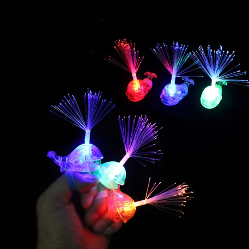 Party Decoration LED Ring Light Finger Light Whale Fiber Optic Ring Light Child Gift Toy Festival Accessories Party Articles