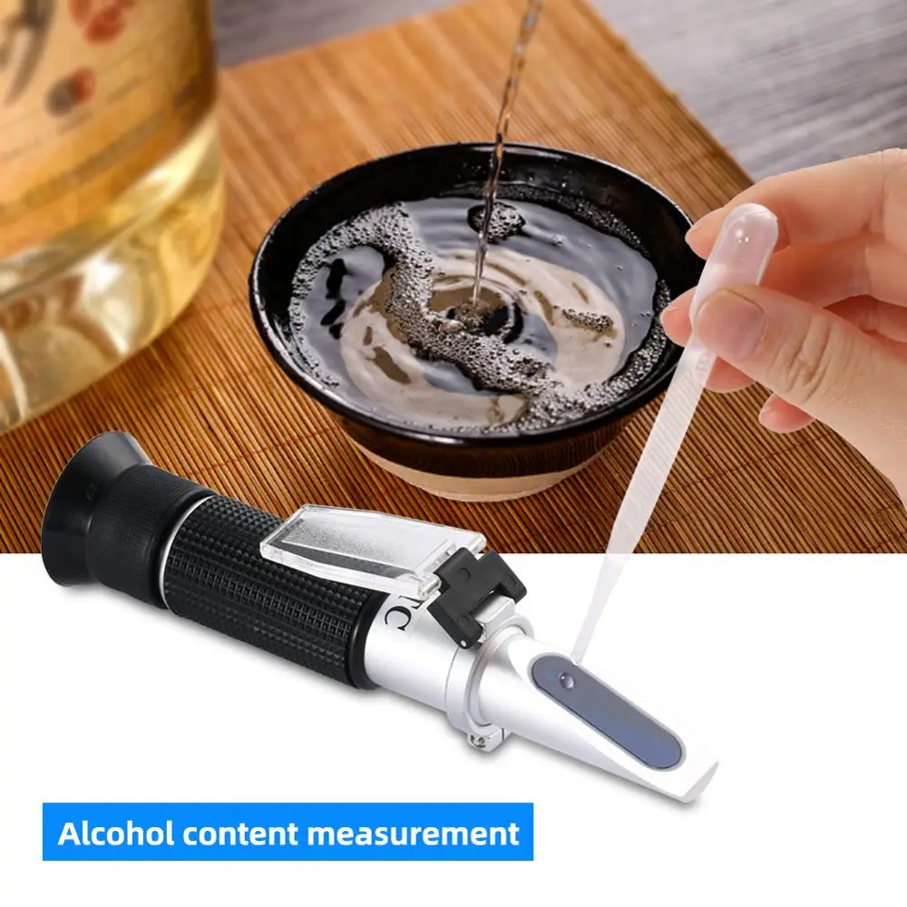 Yieryi Portable Refractometer Design For Liquor Alcohol Content Tester 0-80% V/V ATC Refractometer With The Retail Box