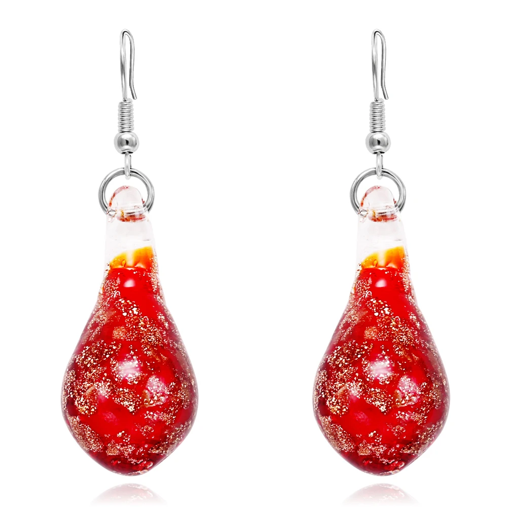 HF JEL Handmade Murano Glass Drop Earrings for Women Lampwork Glass Jewelry Female Water Drop Earring Christmas Gift Fashion