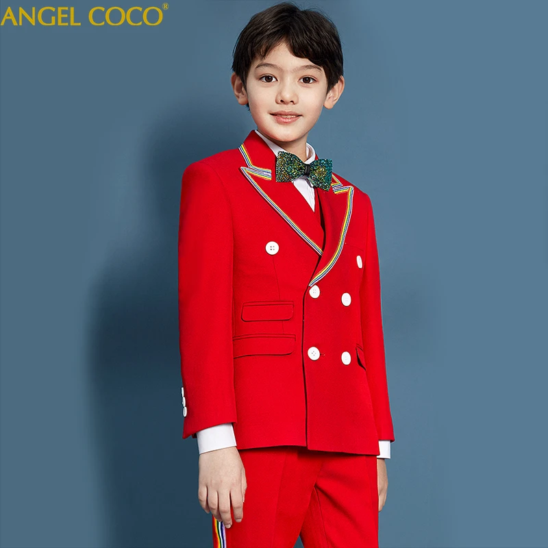 

Suits For Boys Suits For Weddings Red Children's Dress Flower Boys Kids Blazer Performance Costume Tuxedos Teenagers Clothes