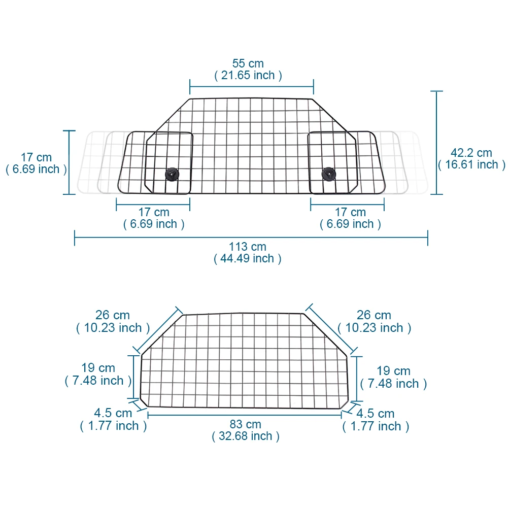 Adjustable Large Dog Gate Pet Animal Safety Fence Iron Mesh Guard Barrier for Car Trunk 90.5-113cm Width Car Dog Partition Grid