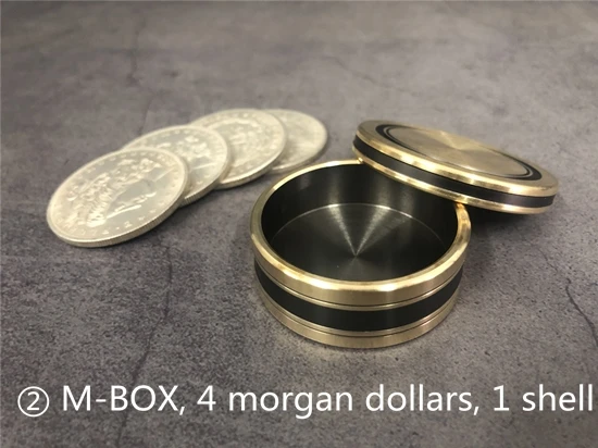 M-BOX by Jimmy Fan (Morgan Size) Magic Tricks Coin Appear Vanish Magician Close Up Illusion Gimmick Mentalism Upgraded Okito Box