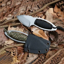 야외 나이프 자기 방어 미니 나이프 샤프 휴대용 나이프 DIY 우산 로프 핸들 필드 서바이벌 스트레이트 나이프