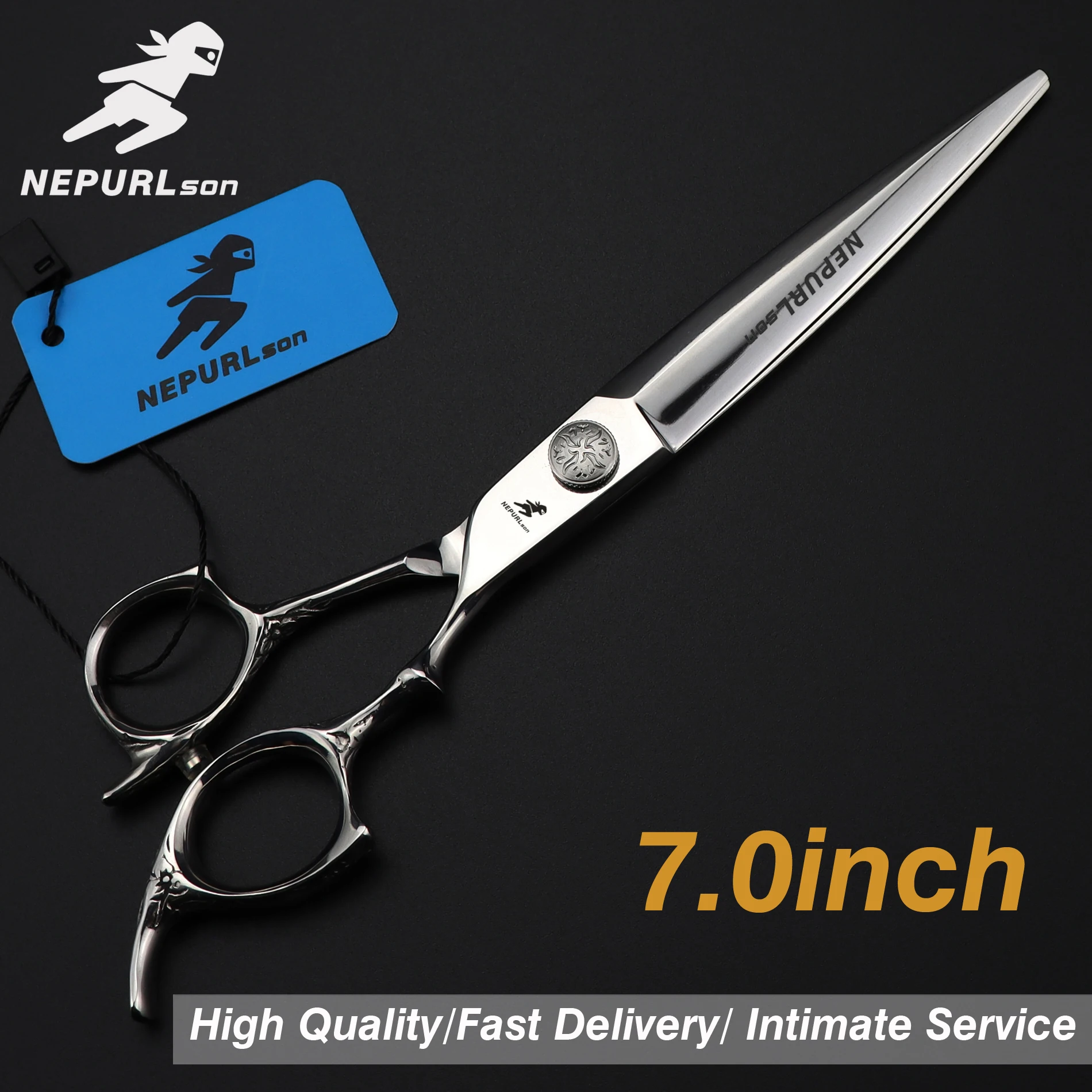 

7.0 inch high-end quality plum handle personality hairdressing scissors pet hairdressing scissors flat shear