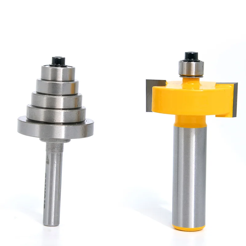 2 pezzi 12mm codolo 1/2 "punta del Router di Rabbet con 6 cuscinetti regolabili fresa a tenone frese in metallo duro punte per legno legno