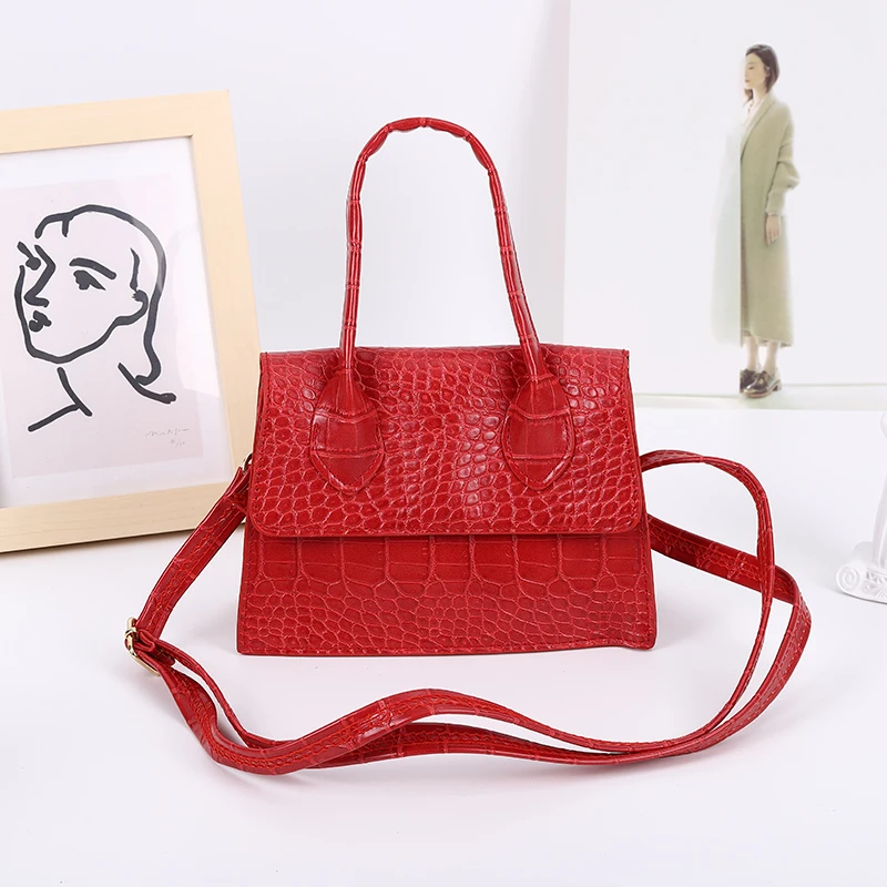 PU Leather Crossbody Bags for Women Brand Designer Handbags Crocodile Print Shoulder Bag Female Vintage Shopper Bag Flap Purse