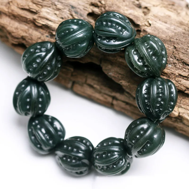 

Natural Xinjiang Hetian Jade Bracelet Sapphire Walnut Bracelet Mo Jade Bracelet Fortune Walnut Accessories Black Sapphire Male