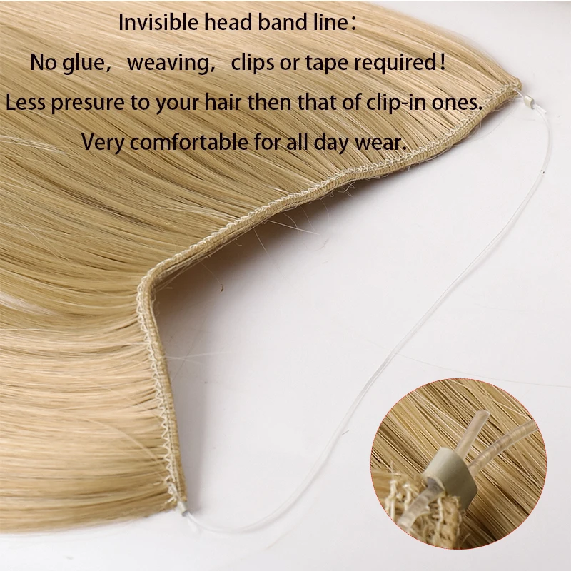 Long Wavy Invisible Wire Synthetic No Clips Wigs For Women Hairstyle In Hair Extension Heat Resistant Synthetic False Hair