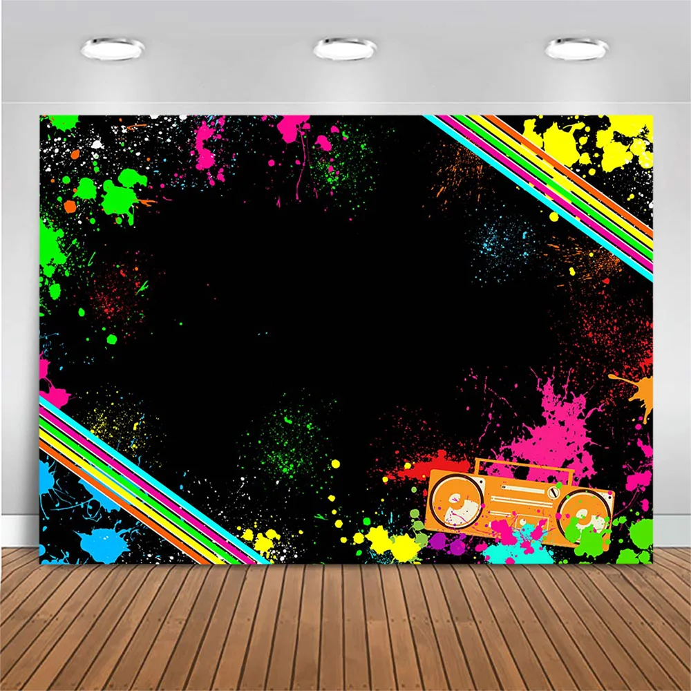 Mocsicka النيون ضوء متوهج خلفية للحفلات للتصوير الفوتوغرافي حفلة عيد ميلاد سعيد صور خلفية مخصصة الكتابة على الجدران الخلفيات تزيين