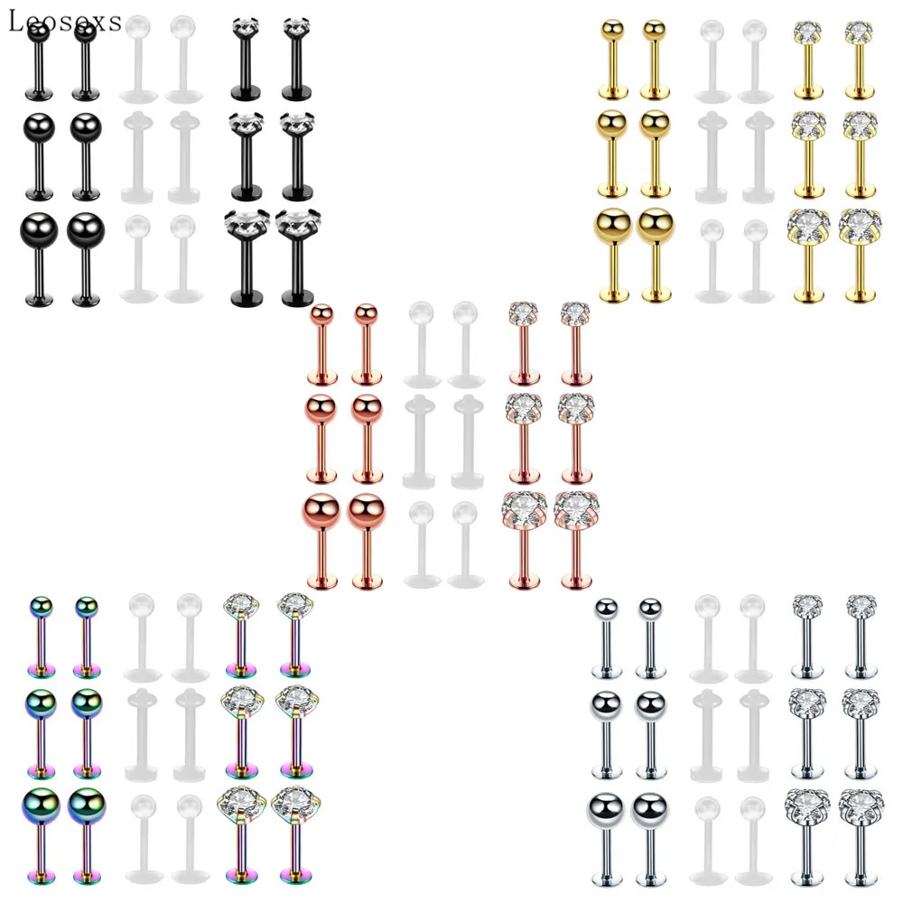 

Leosoxs 18 шт. европейские и американские горячие продажи из нержавеющей стали циркониевые гвозди для губ 3/4/5 многоразмерные ювелирные изделия для пирсинга