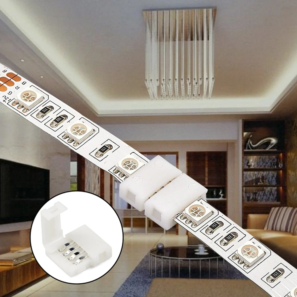 5-10pcs 2Pin 4Pin LED Connector Clip 8mm 10mm PCB Strip Single Color RGB LED Strip light Bar Free soldering Connector Conector