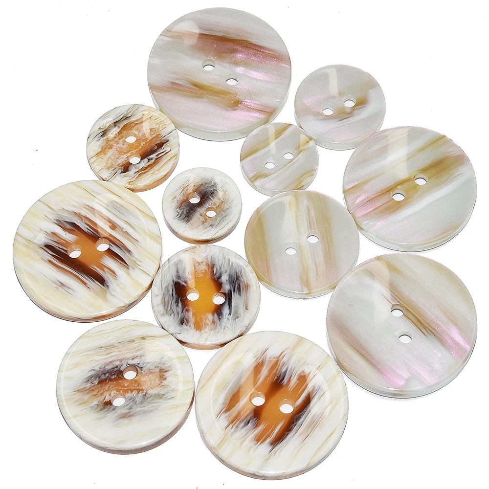 Mimicking Nacre Suit Resin Buttons Sewing Shirt Coats and Garments Decorative Buttons, Handmade 2 Holes, 15mm-28mm, 10PCs, 30PCs