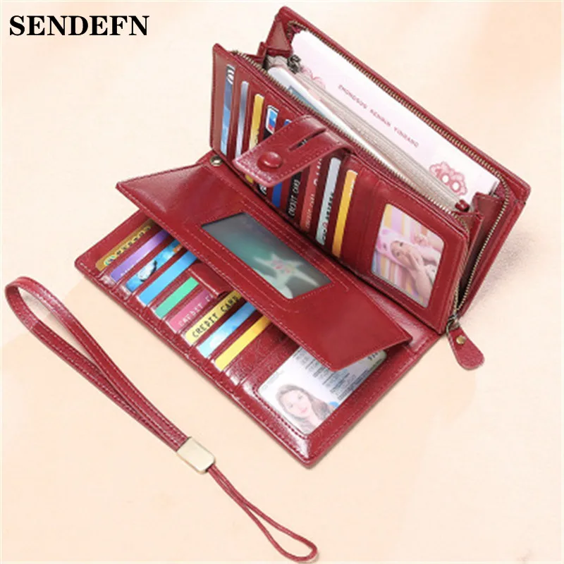 Women's wallet Genuine Leather Women Wallets Fashion Long Card Holder Coin Purse Zipper Brand Wallet For Women portfel damski