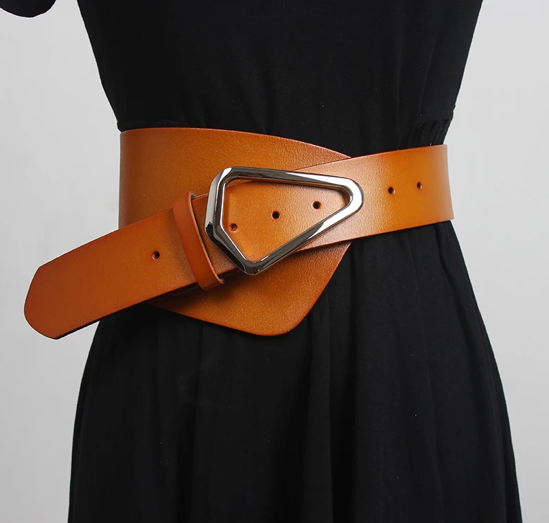 Women's runway fashion genuine leather Cummerbunds female Dress Corsets Waistband Belts decoration wide belt R3406