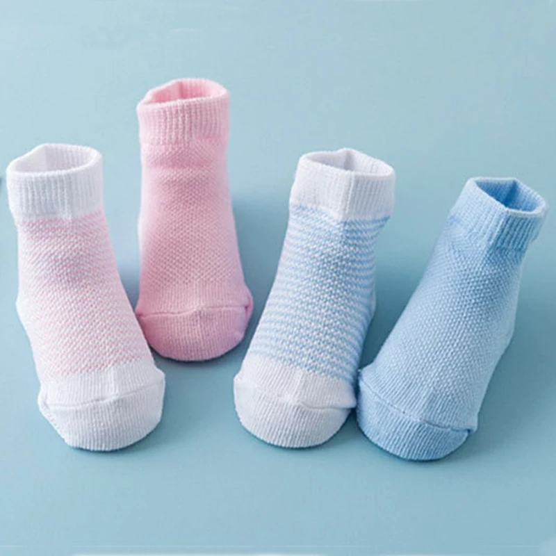 4 Pairs Newborn Kids Baby Socks Gloves Children Anti-scratch Cotton Striped Breathable Elasticity Protection Face Mittens Shower