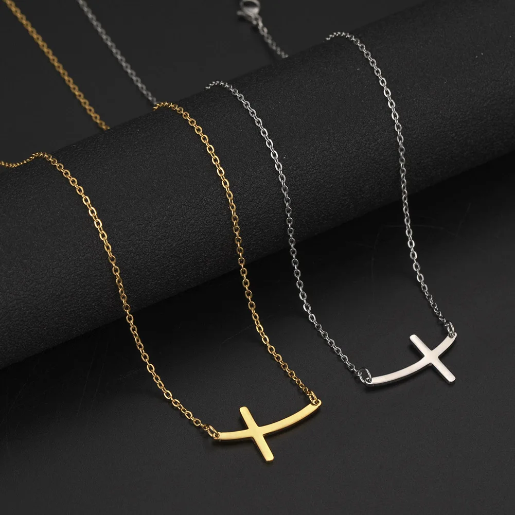 Skyrim Cross Choker Necklace for Women Girls Stainless Steel Gold Color Chain Necklaces Summer Jewelry Gift Wholesale