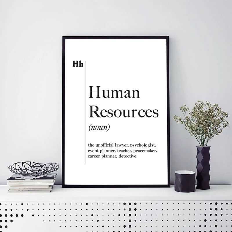تعريف الموارد البشرية طباعة HR مكتب ديكور مسدس زميل العمل وظيفة جديدة هدية ملصق جدار الفن قماش اللوحة الاسكندنافية