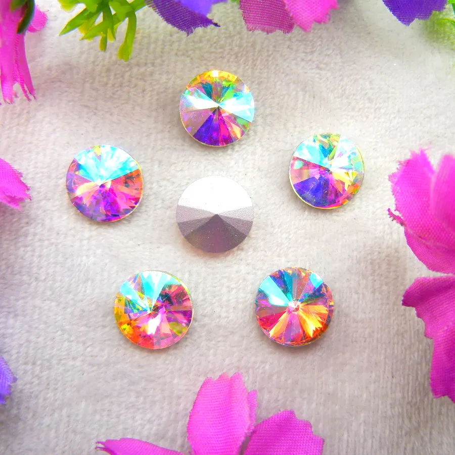 AB Farben 6mm 8mm 10mm 12mm 14mm 16mm 18mm Rivoli Runde Glas-Kristall Aufklebe-Strassperlen Zubehör DIY Verzierung – Detail 10
