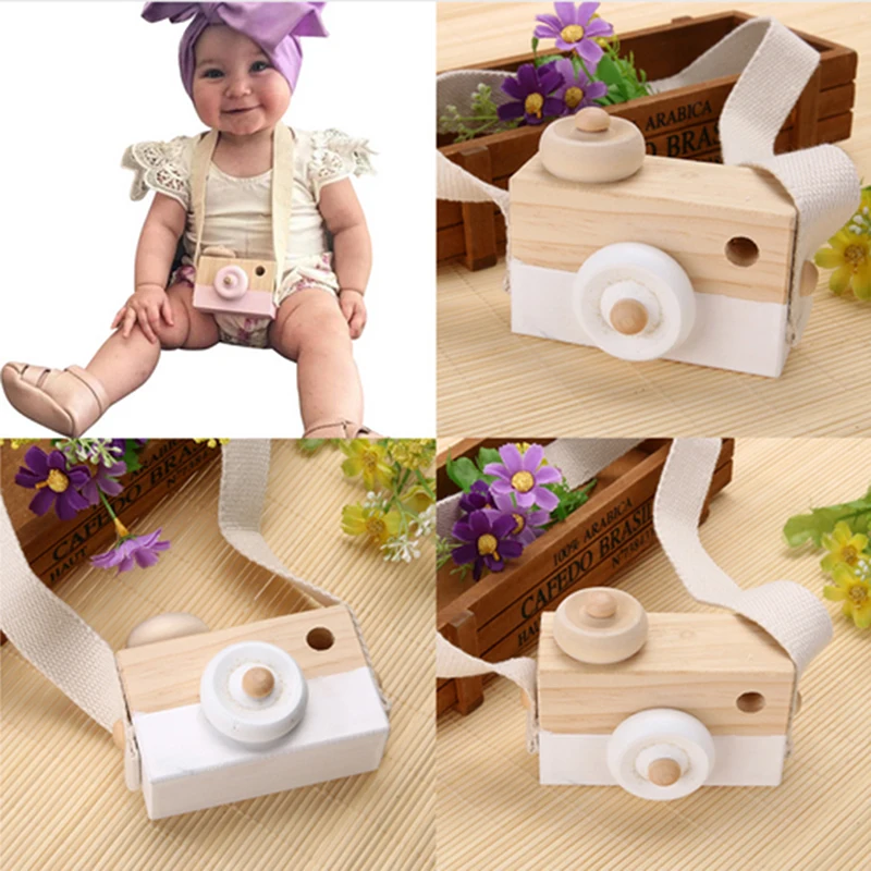 Cute Wooden Toy Camera Kids Kids Creative Neck Hanging Camera Photography Prop Decoration Children Playing House Decor Toy Gift