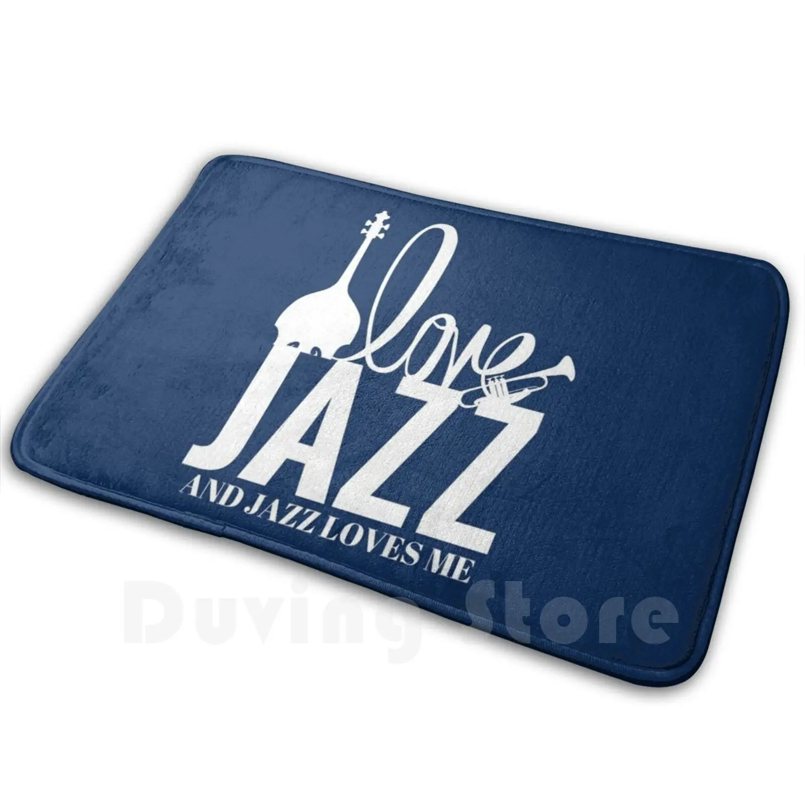 I Love Jazz And Jazz Loves Me-Jazz Mat Rug Carpet Anti-Slip Floor Mats Bedroom Jazz Miles Davis Music Trumpet Miles