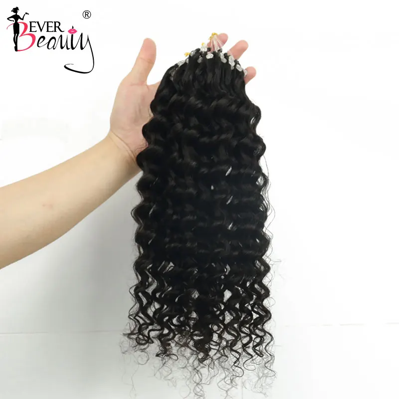 Deep Wave Bead Loop Human Hair Extensions Brazilian Virgin Hair Weave Bundles Micro Ring Extensions I Tip Microlinks Ever Beauty