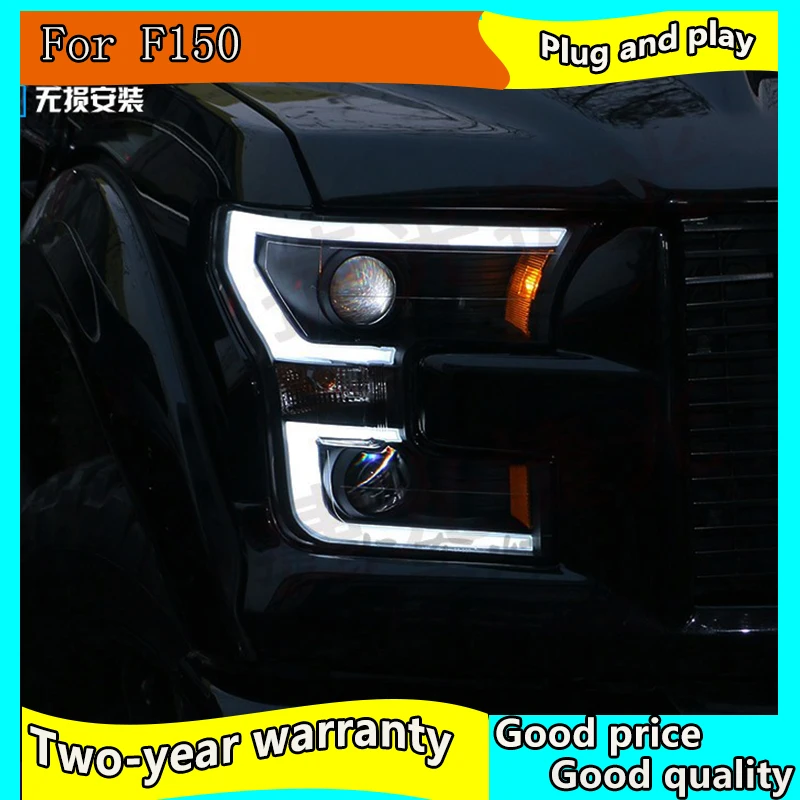 Car Styling Head Lamp case for Ford F150 Raptor LED Headlights 2015 DRL Daytime Running Light Bi-Xenon HID Accessories