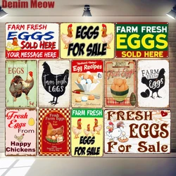 Farm Fresh Eggs Retro Plaque, Happy Chicken, Vintage Metal Tin Signs, Farm Shop Poster, Pub, Bar,Cafe Decoration, Wall Art Decor