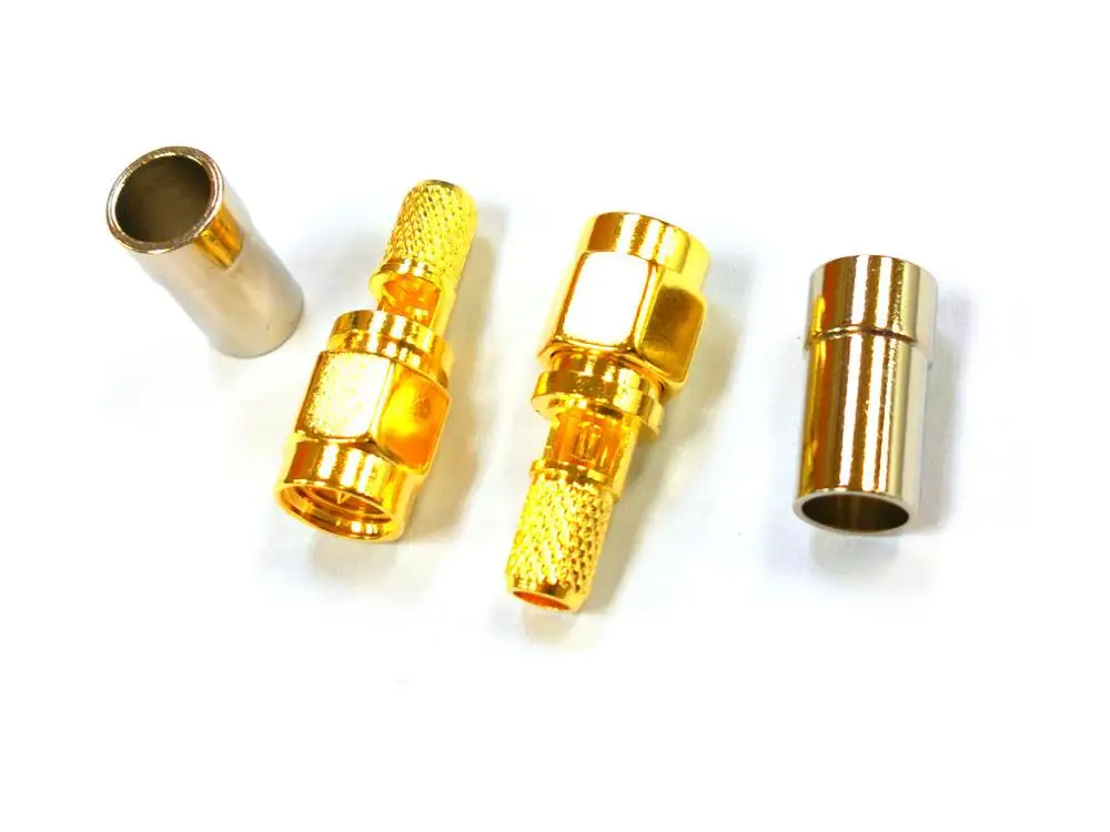 100pcs-400PCS gold SMA male plug center window crimp RG58 LMR195 RG142 RG223 RF connector