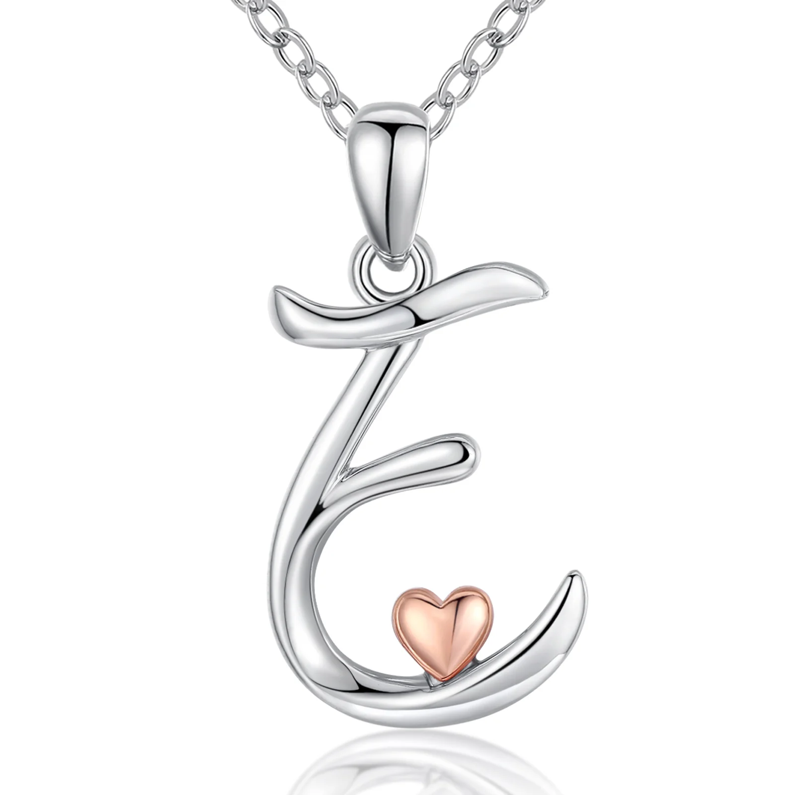 Eudora Halskette mit Anfangsbuchstaben-Anhänger aus Sterlingsilber für Damen und Herren, Roségold, Herz, Buchstabe, Name, Halsband, Schmuck, Geschenk