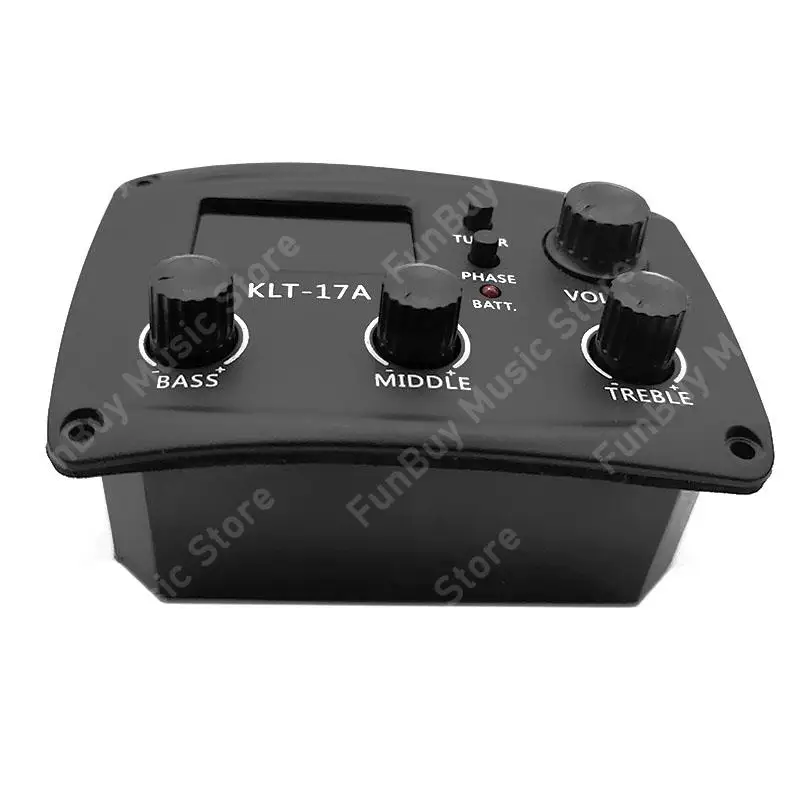 KLT-17A Acoustic Guitar EQ Preamp 70*48mm with Digital Procedding Tuner 3 Band EQ Equalizer with Tuner Guitar Pickup